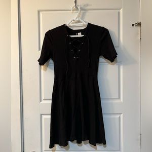 Divided alt sexy lace up v neck dress